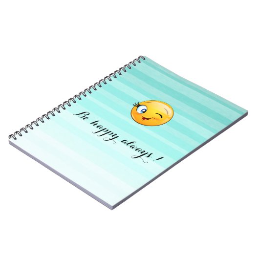 ウィンキング絵文字顔 – 常に幸せ ノートブック (左側)