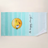 ウィンキング絵文字顔 – 常に幸せ ビーチタオル (正面)