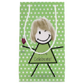 ウィンキング誕生日スティックガールオン水玉模様 スモールペーパーバッグ (正面)