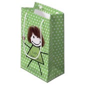 ウィンキング誕生日スティックガールオン水玉模様 スモールペーパーバッグ (正面アングル)