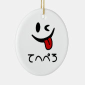 ウィンキング顔タングアウトてへぺろテヘペロ | Oops セラミックオーナメント (右)
