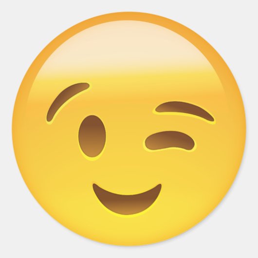 ウィンキング顔絵文字 ラウンドシール (正面)