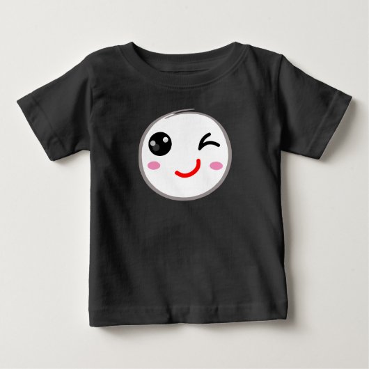 ウィンキング顔、ウィンクスマイル ベビーTシャツ (正面)