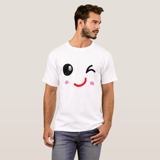 ウィンキング顔、ウィンクスマイル Tシャツ (正面フル)