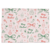 ウィンキーな手描きの楽しいフランスのクリスマスコケット ラージペーパーバッグ (裏面)