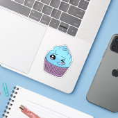 ウィンキーブルーのカップケーキ シール (ノートパソコンとiPhone)