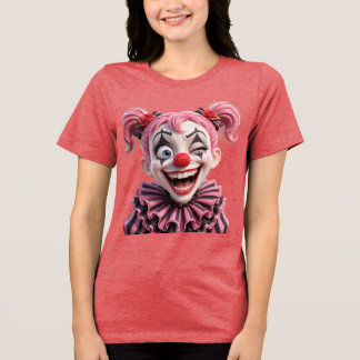 ウィンクするおかしなピエロの女の子 Pixar ハロウィンTシャツ トライブレンドＴシャツ