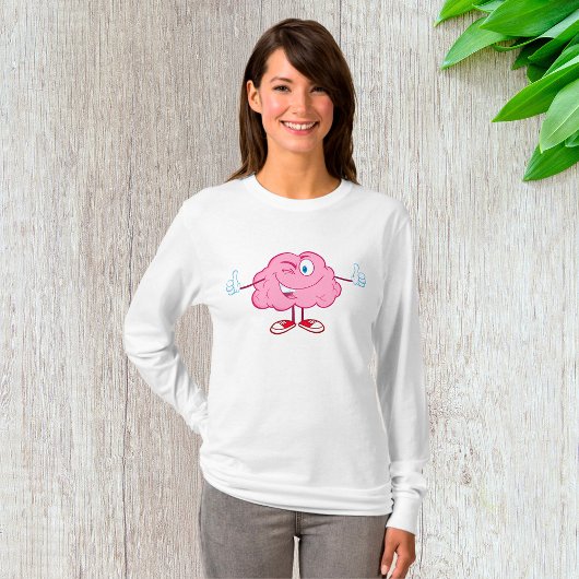 ウィンクするカートゥーン脳キャラのサムズアップ Tシャツ