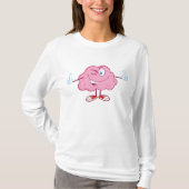 ウィンクするカートゥーン脳キャラのサムズアップ Tシャツ (正面)