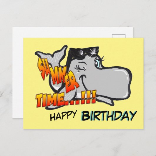 ウィンクするクジラの誕生日ポストカード ポストカード (正面/裏面)