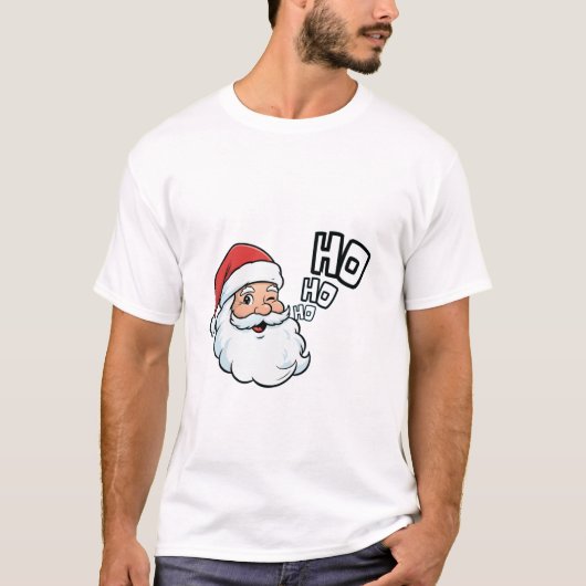 ウィンクするサンタ – ホ・ホ・ホ Tシャツ (正面)