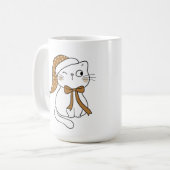 ウィンクする冬の猫 コーヒーマグカップ (正面左)