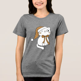 ウィンクする冬の猫 トライブレンドTシャツ