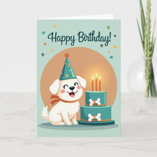 ウィンクする子犬の誕生日カード カード (正面)