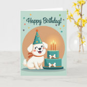ウィンクする子犬の誕生日カード カード (黄色い花)