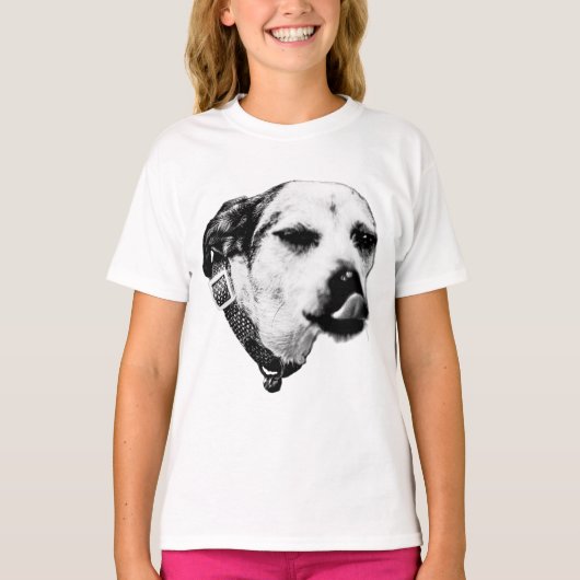 ウィンクする犬のTシャツ - 大胆なフォトスタイル Tシャツ (正面)