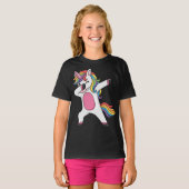 ウィンクする虹色ダビングユニコーン Tシャツ (正面フル)