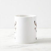 ウィンクする赤いリボンのトナカイ クリスマス 名前入り コーヒーマグカップ (中央)