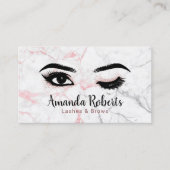 ウィンクアイラッシュズ&眉美しいサロンピンクマーブル 名刺 (正面)
