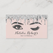 ウィンクアイラッシュメイクアップアーティストシルバードリップ赤面 名刺 (正面)