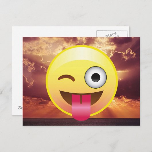 ウィンクタングアウト絵文字海サンセットポストカード ポストカード (正面/裏面)