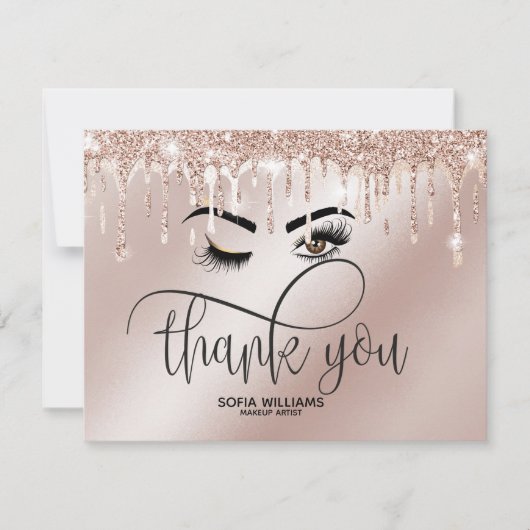 ウィンクビューティフルブラウン目と金ゴールドクラウンアフターケア サンキューカード (正面)