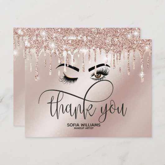 ウィンクビューティフルブラウン目と金ゴールドクラウンアフターケア サンキューカード (正面/裏面)