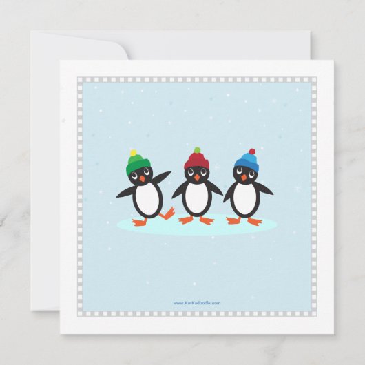 ウィンクールターペンギン氷スケートで滑るパーティの招待状 招待状 (裏面)