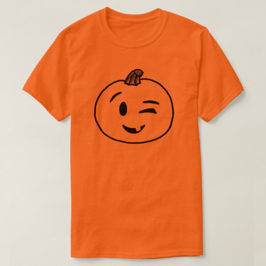 ウィンク絵文字かぼちゃシャツグループハロウィーン絵文字 Tシャツ (デザイン正面)