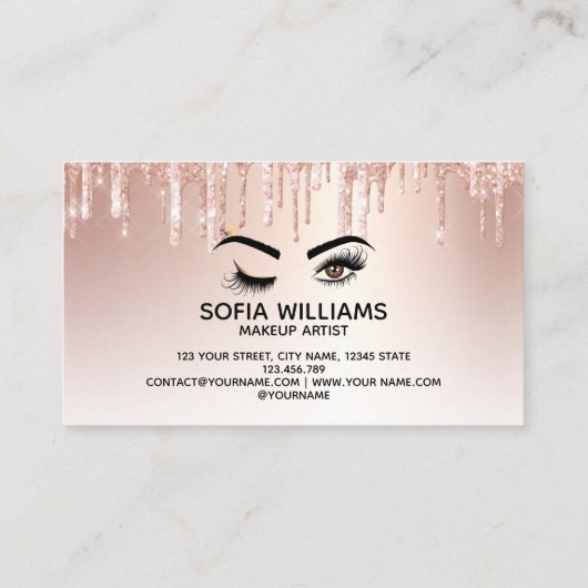 ウィンク美しい茶色の目と金ゴールドクラウンの化粧 紹介カード (裏面)