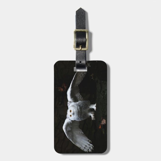 ウィングが開いたスノーフクロウcd ltcnm ラゲッジタグ (正面縦)