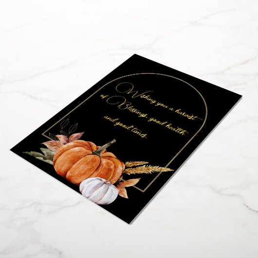 ウィングアハザーブメント引用文オレンジホワイトカボチャ 箔シーズンカード (回転した状態)