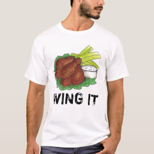 ウィングイットBBQバッファローバーベキューチキンウインググルメ Tシャツ