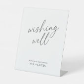 ウィングウェルのミニマリストのスクリプトウェディングレセプション 台座サイン (正面)