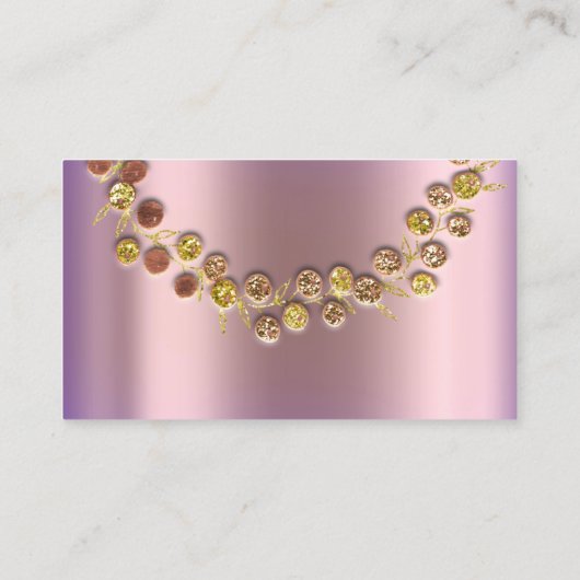 ウィングウェルズ結婚ギフト金ゴールドリースパープルバラ 名刺 (裏面)