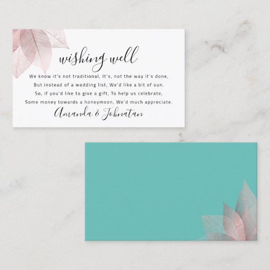 ウィングウェル結婚式招待状バラ花模様 名刺 (正面/裏面)