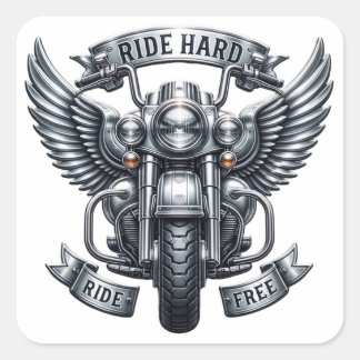 ウィングクラシック&ワード付き自転車デザイン スクエアシール