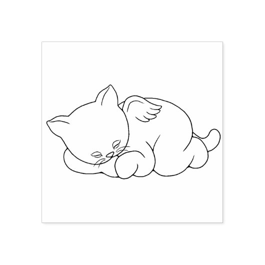 ウィングゴムのスタンプ付きエンジェルキティ猫 ラバースタンプ (インプリント)