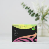 ウィングススタイリッシュモノグラム，緑エメラルド，黄色ピンク 名刺 (スタンド正面)