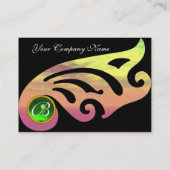 ウィングススタイリッシュモノグラム，緑エメラルド，黄色ピンク 名刺 (裏面)