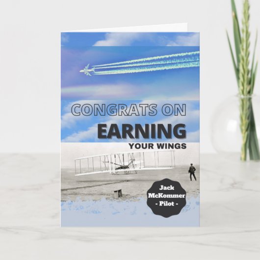 ウィングスパイロット免許の取得おめでとう カード (正面)