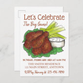 ウィングス祝ビッグゲームサッカーテールゲートパーティー インビテーションポストカード (正面/裏面)