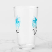ウィングス飛んでいるブーかわいい豚ティール（緑がかった色）ブルーブラック タンブラーグラス (右)