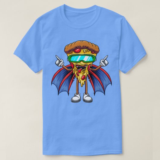 ウィングピザ好きおもしろいのピザスライス Tシャツ (デザイン正面)