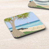 ウィングフォイルサーファーズパンダナスツリーのビーチ追加の名前 コースター (左側)