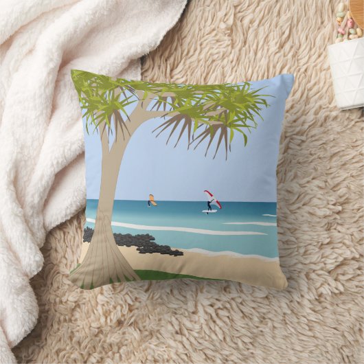 ウィングフォイルサーファーズパンドナスツリーアットザビーチ クッション (ブランケット)