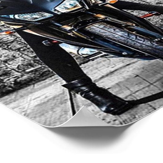 ウィングポスター付き女性バイクもしくは自転車に乗る人 ポスター (角)