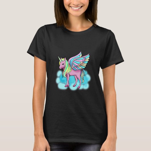 ウィングユニコーンと魔法のピンクのペガサス Tシャツ (正面)
