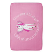 ウィングユニコーンパーティーピンクシャワーカーテン バスマット (正面縦)