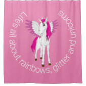 ウィングユニコーンピンクパーティーテーマ シャワーカーテン (正面)